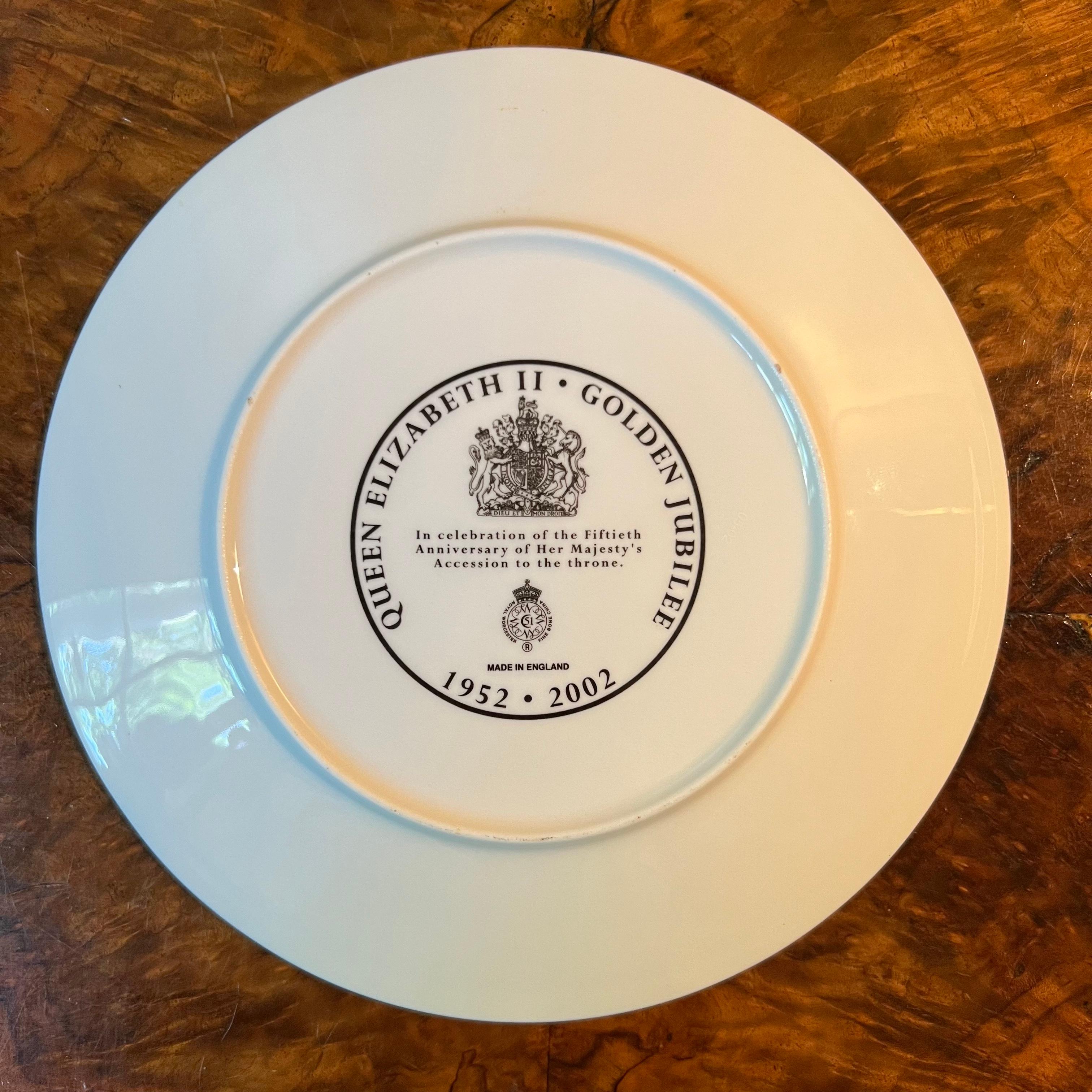 Porcelain Royal Worcester Queen Elizabeth II Golden Jubilee Plate
