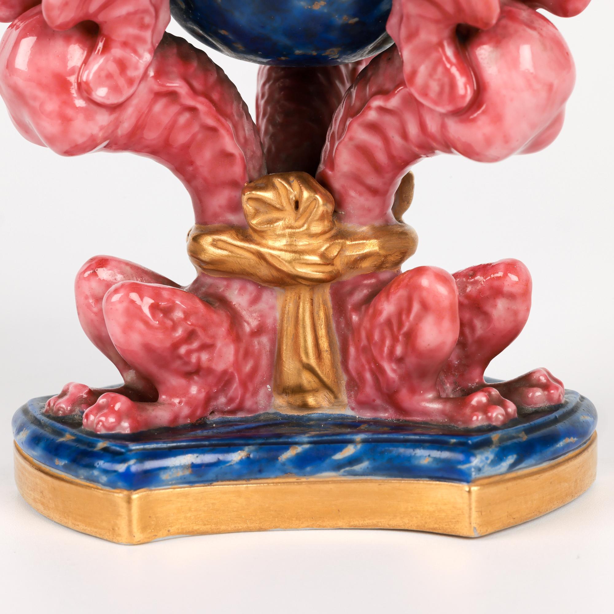 Royal Worcester Raro juego de porcelana Grifo alado Sal de mesa jaspeada en venta 5