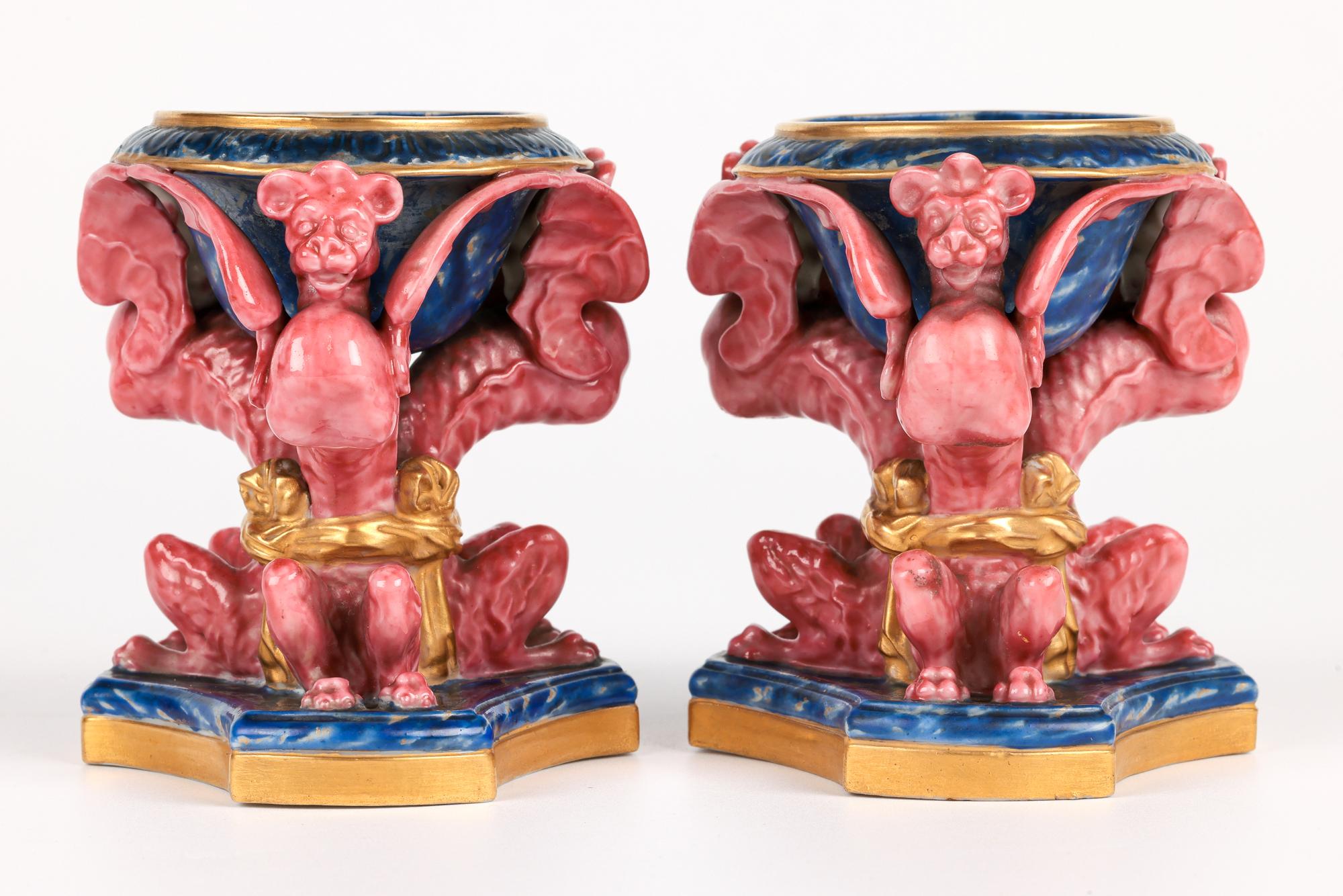 Royal Worcester Raro juego de porcelana Grifo alado Sal de mesa jaspeada Porcelana en venta