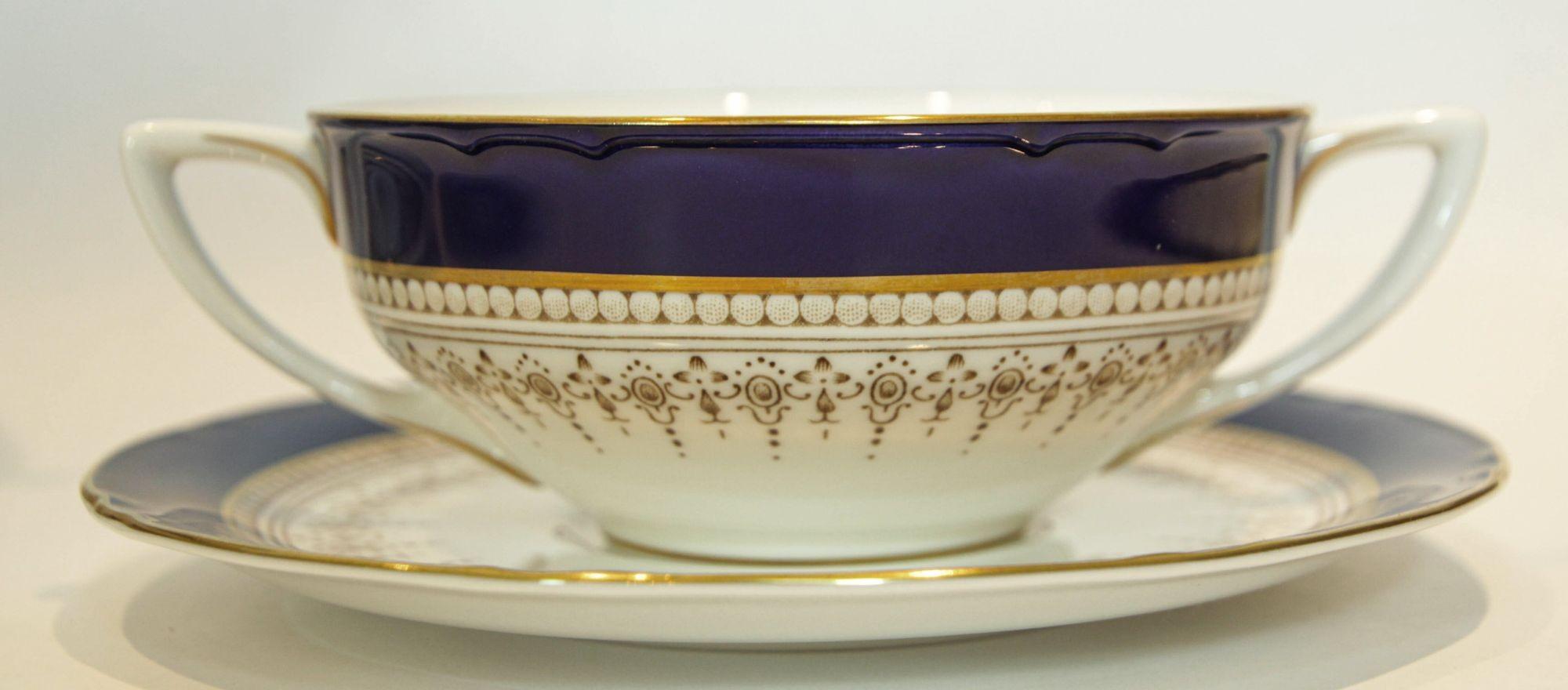 Royal Worcester Juego de 83 Piezas de Vajilla de Hueso Azul Regencia Inglaterra en venta 7