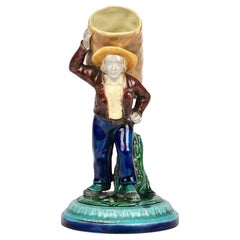 Royal Worcester Scarce Majolica Figural Spill Holder c.1865