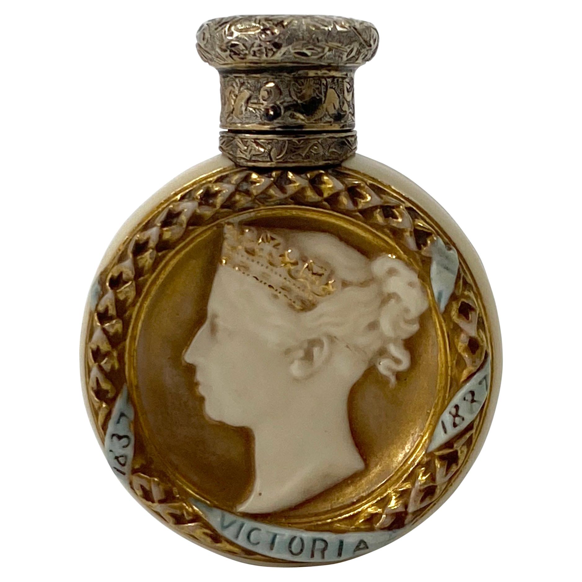 Royal Worcester Scent Bottle, Queen Victoria Jubilee, 1887