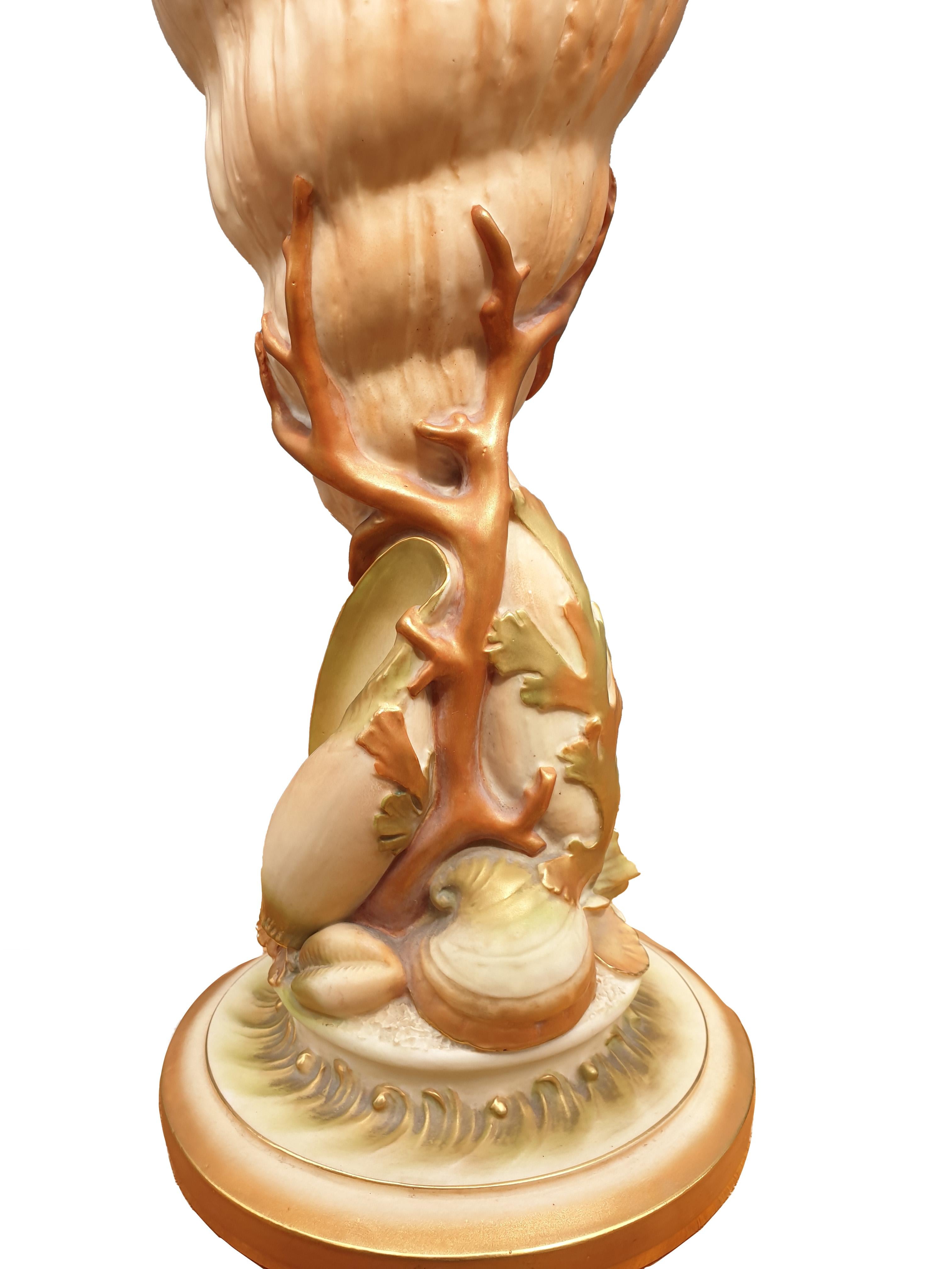 Hand-Crafted Royal Worcester Shell Vase For Sale