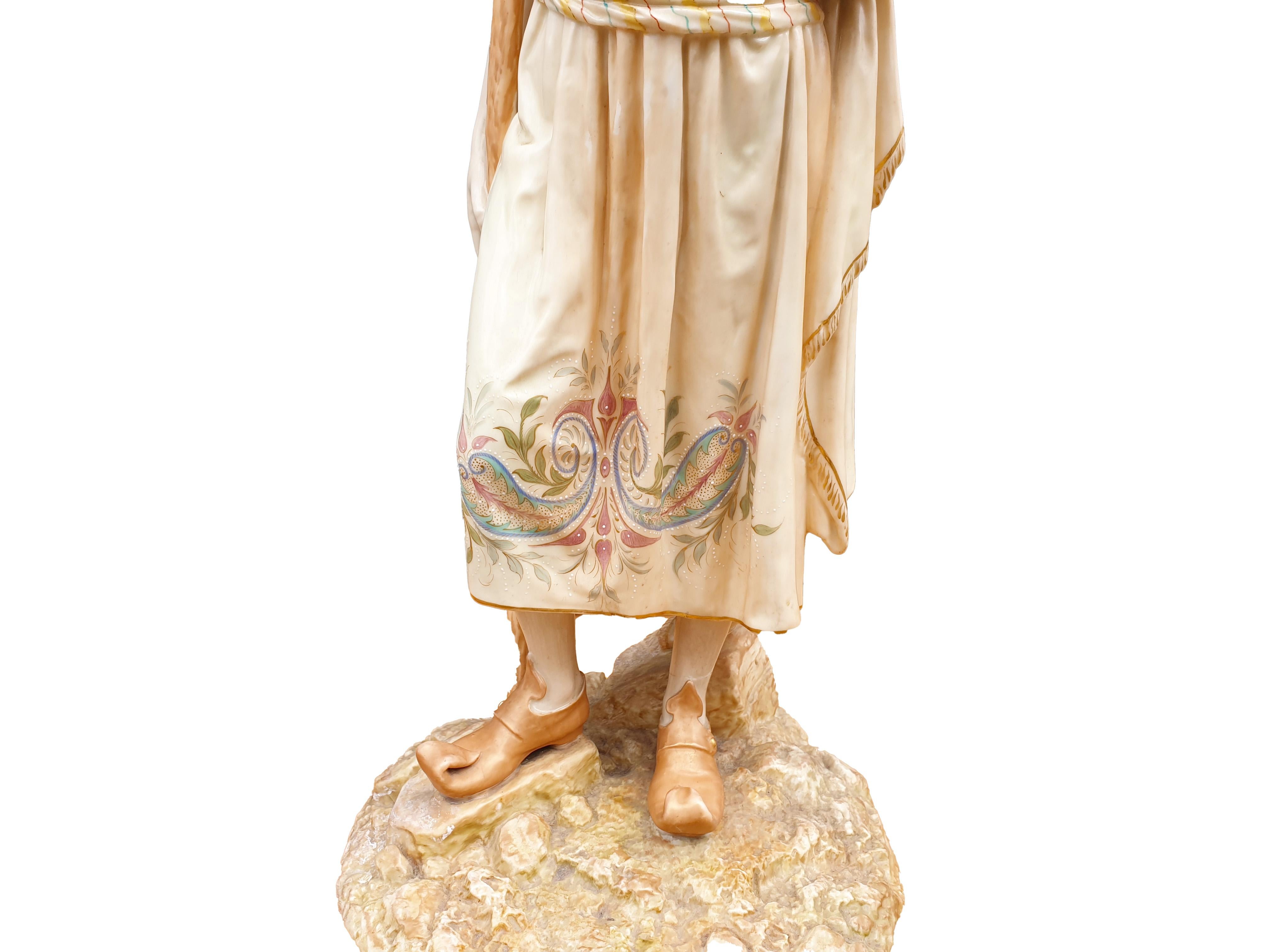 English Royal Worcester Shepherdess Figure Signed by James Hadley For Sale
