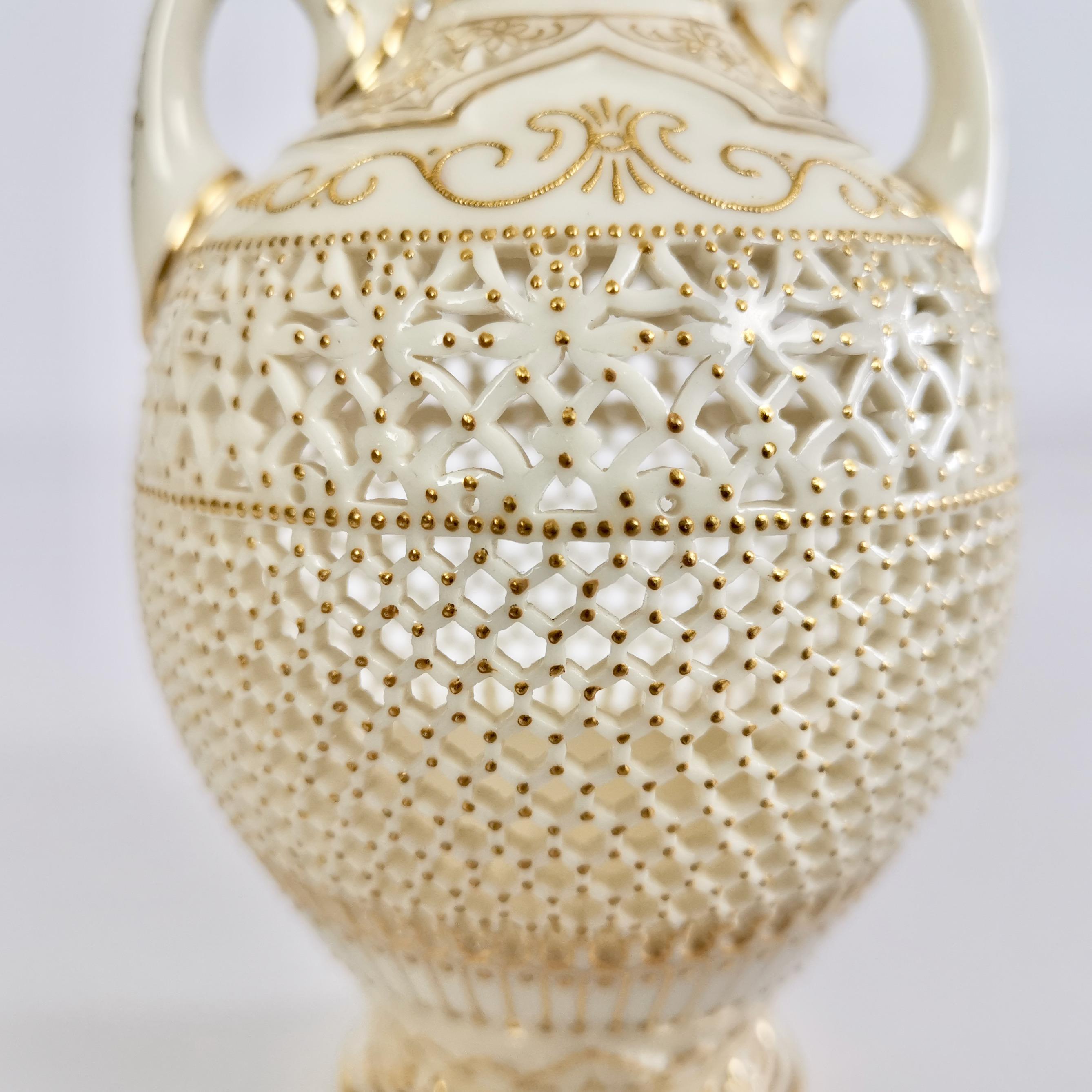 Royal Worcester Small Persian Porcelain Vase, Reticulated George Owen, 1917 4