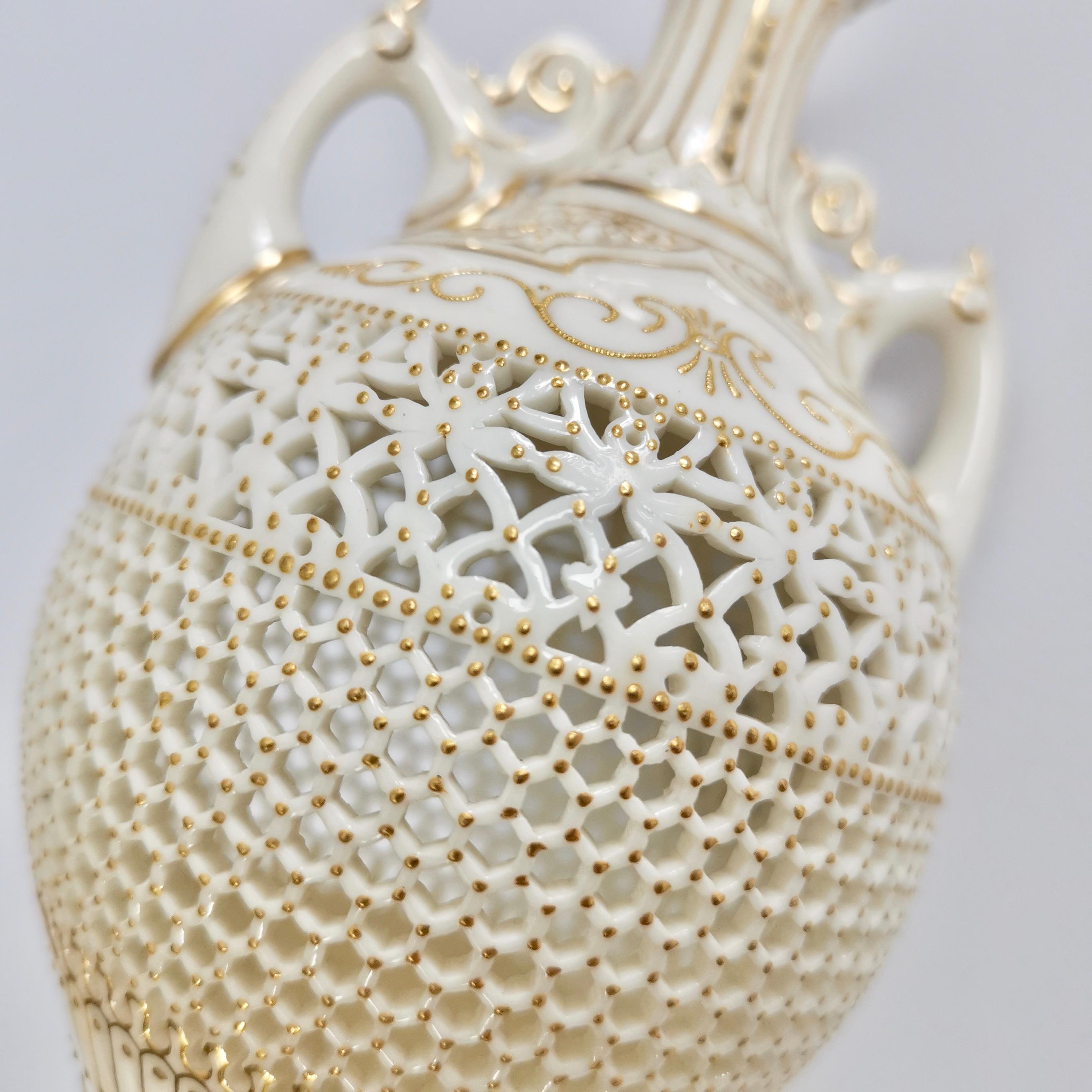Royal Worcester Small Persian Porcelain Vase, Reticulated George Owen, 1917 6