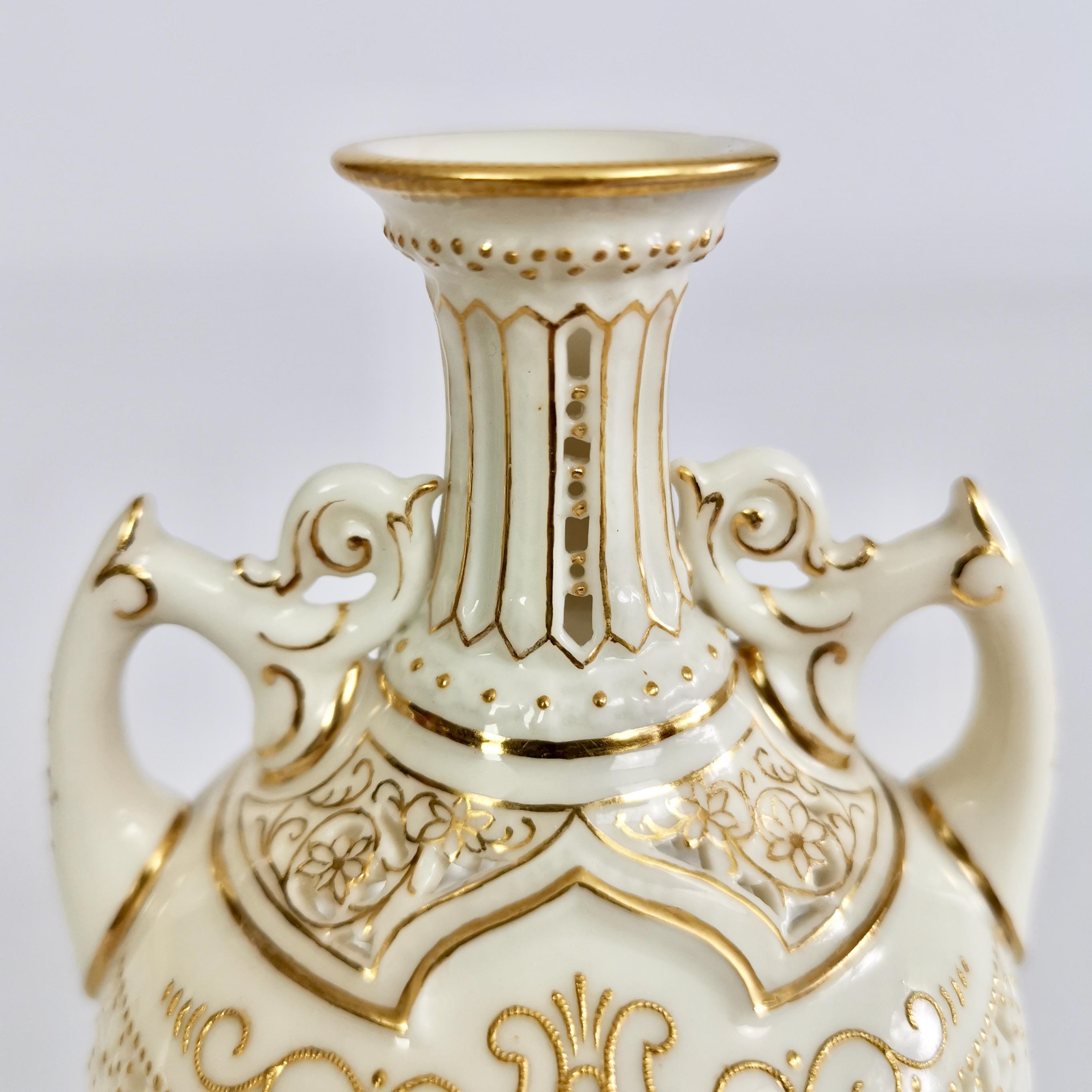 Hand-Crafted Royal Worcester Small Persian Porcelain Vase, Reticulated George Owen, 1917