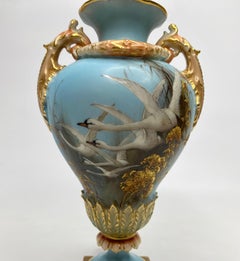 Royal Worcester ‘Swans’ vase and cover, Charles Baldwin, 1902.