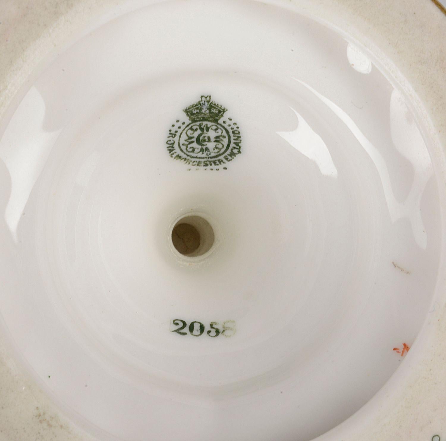 Porcelain Royal Worcester Two Handle Vase, Signed Richard Seabright For Sale