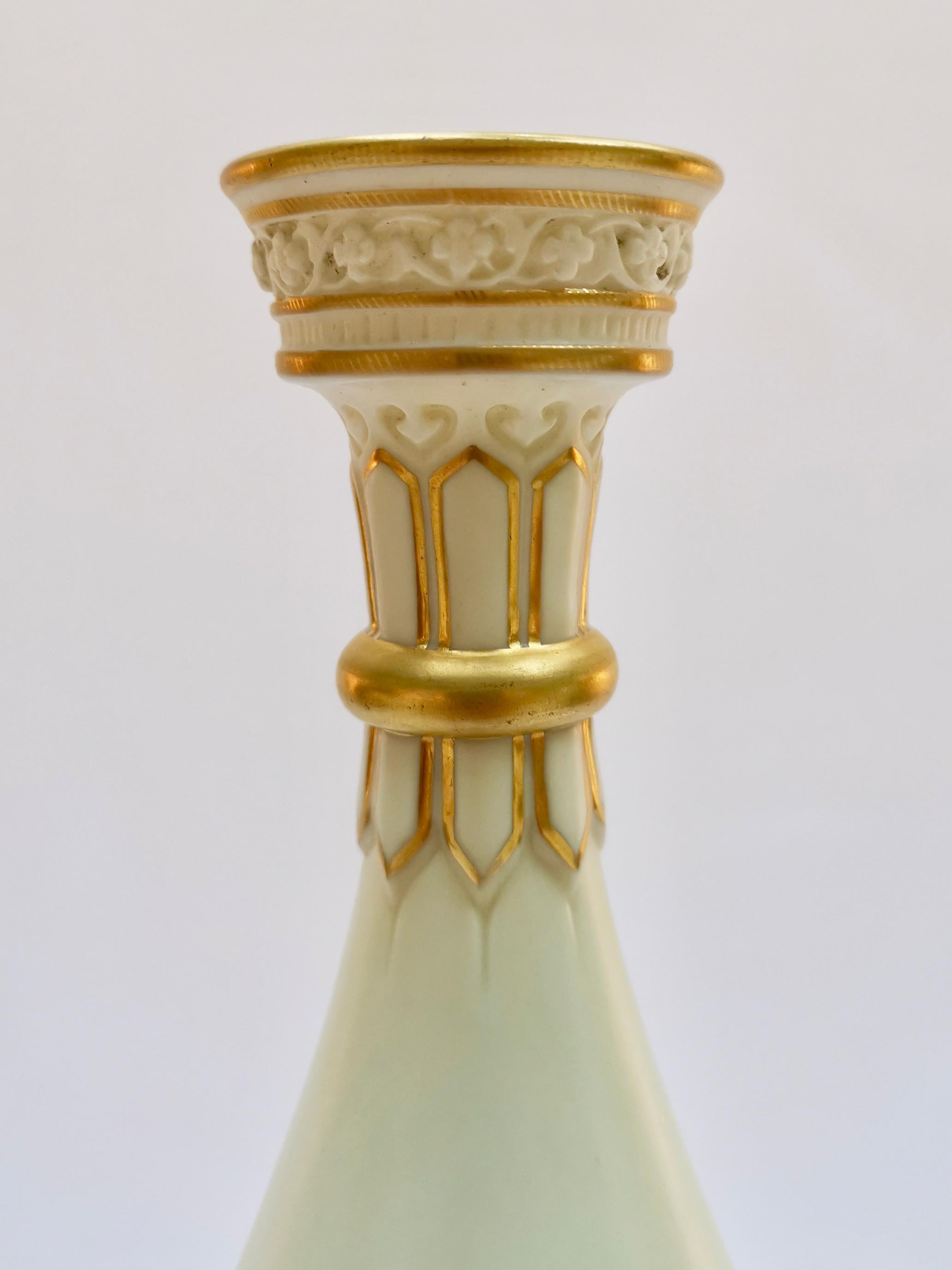 Royal Worcester Vase, Persian Revival, Gilt Stork Thomas Morton, Victorian 1889 6