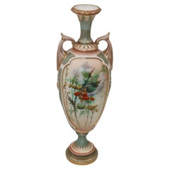 Vase Royal Worcester représentant des chardons peints à la main