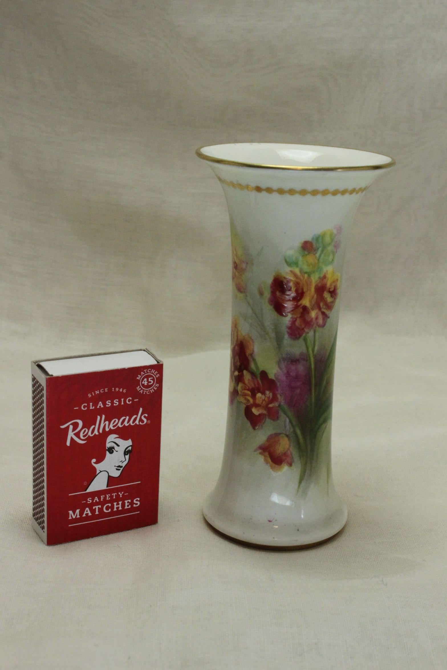 Hand-Painted Royal Worcester Vase Painted by Kitty Blake For Sale
