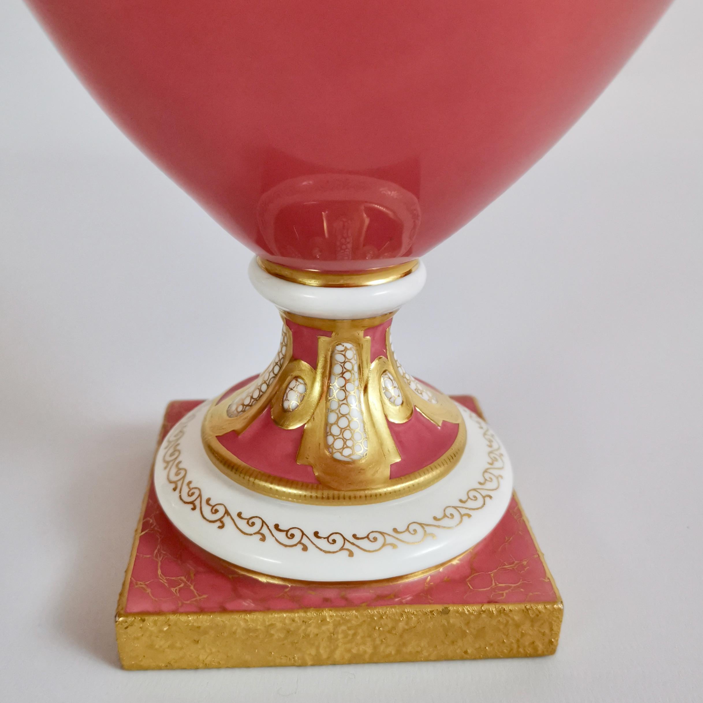 Royal Worcester Vase, Pink with Flowers and Fruits, Signed William Hawkins, 1917 4