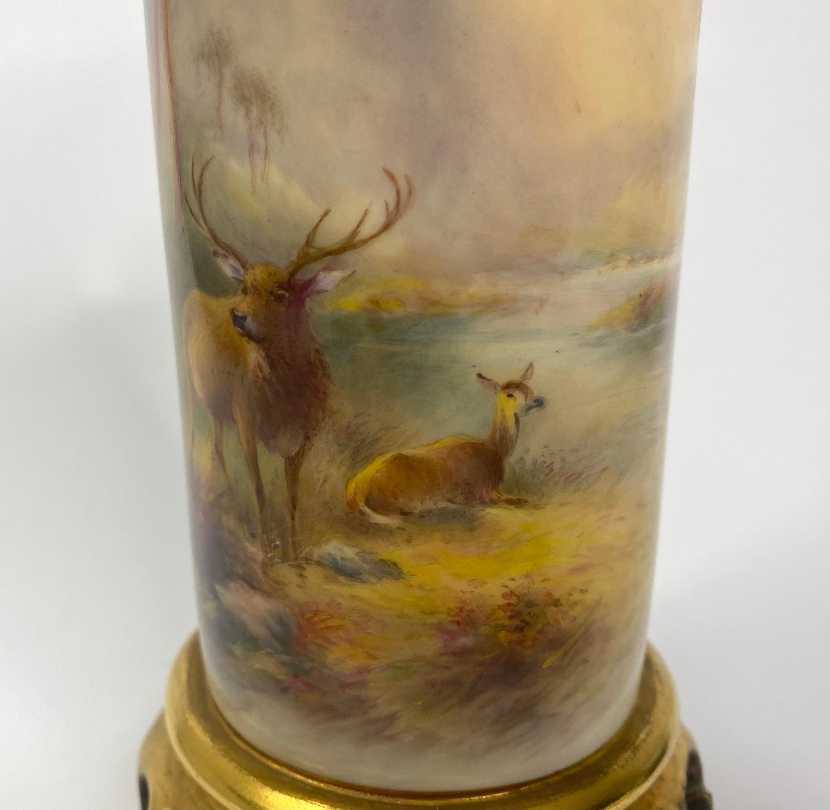 Royal Worcester vase, Stags, Harry Stinton, D. 1934 2