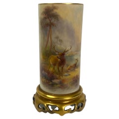 Royal Worcester vase, Stags, Harry Stinton, D. 1934