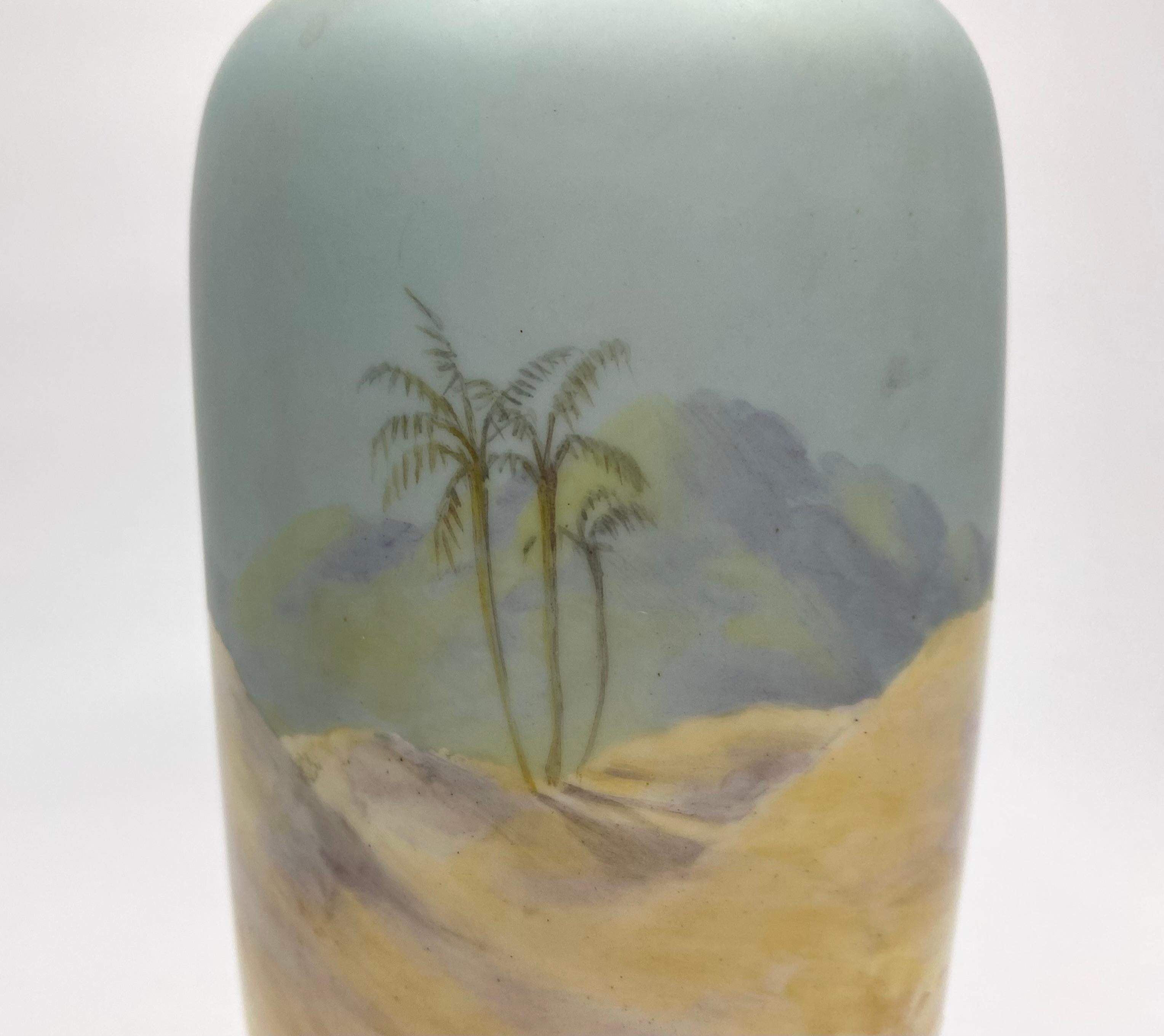 Porcelain Royal Worcester vase. Storks, by George Johnson, d. 1919. For Sale