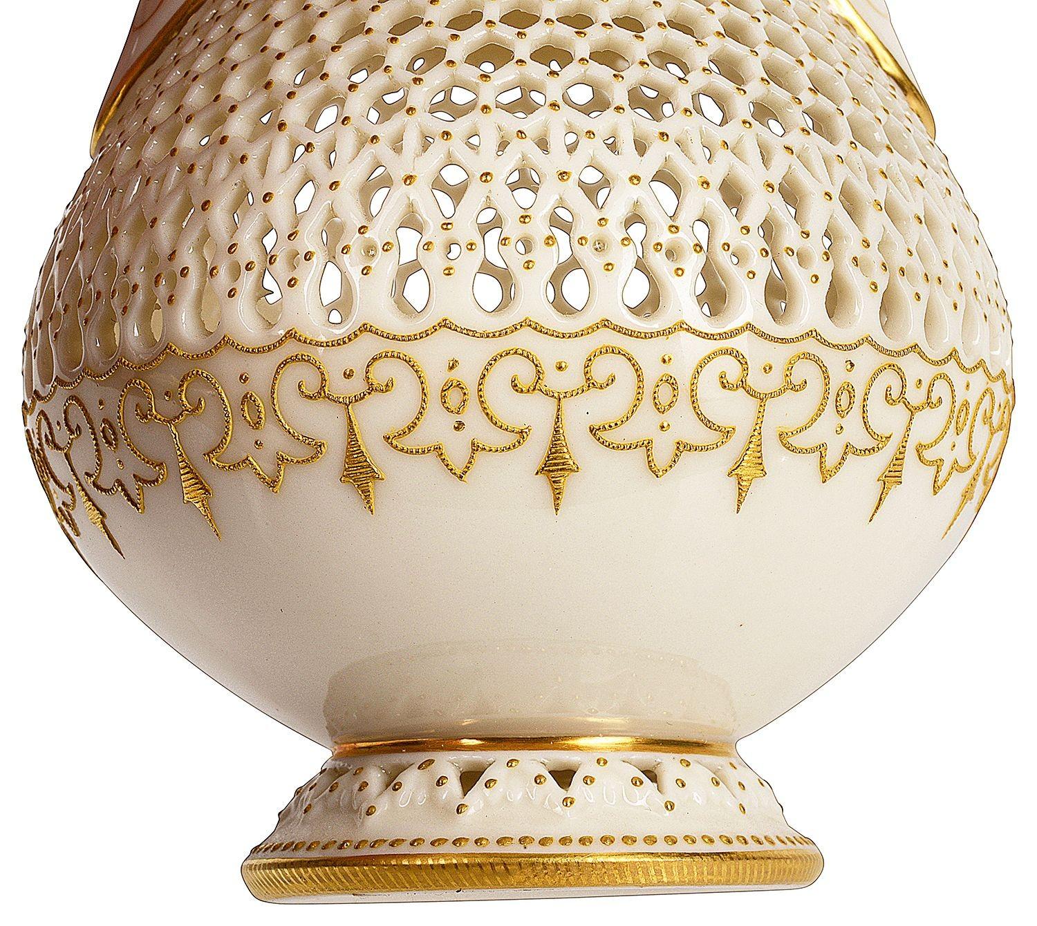 English Royal Worchester Reticulated Two Handle Vase by George Owen For Sale