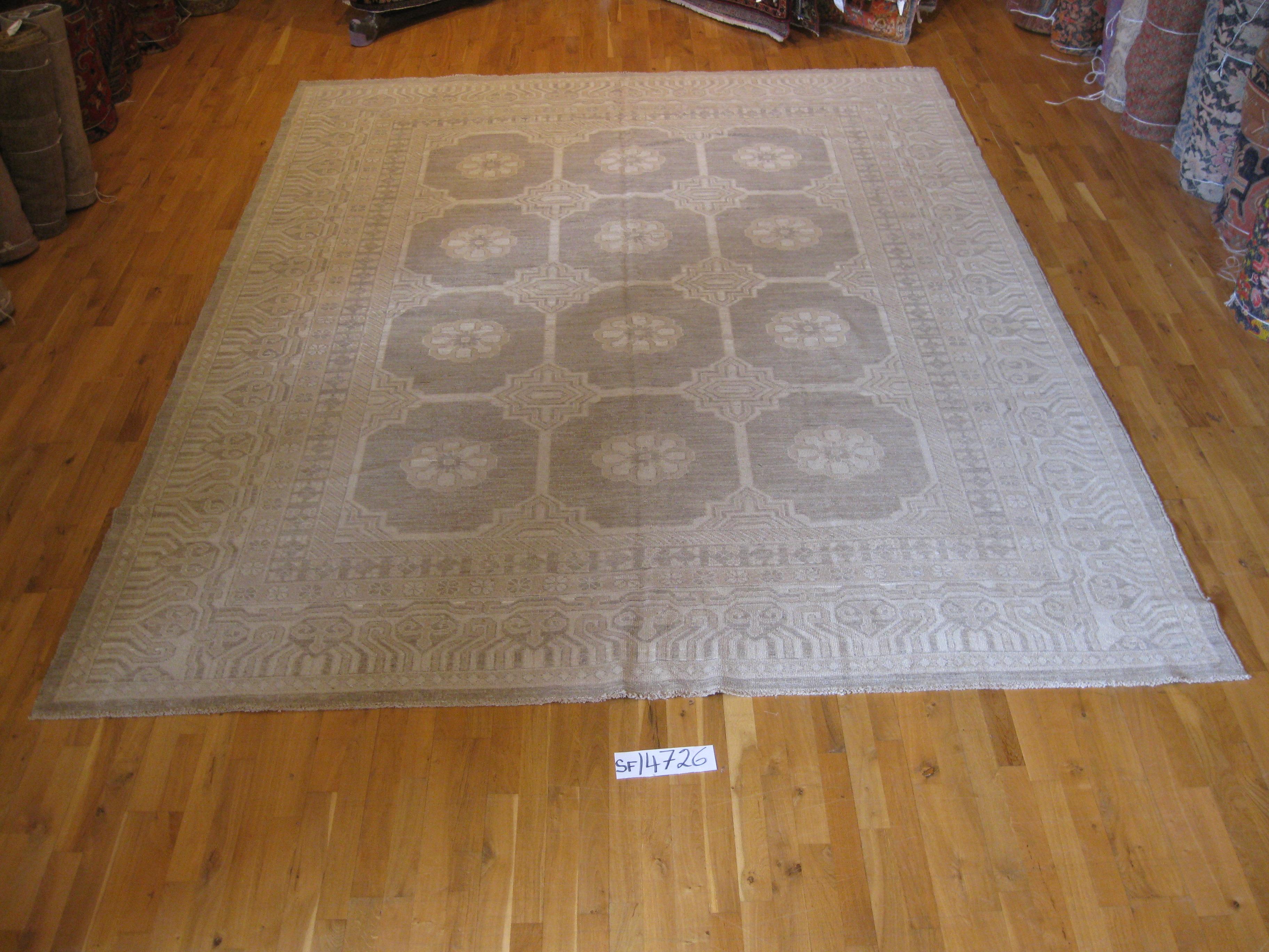 Hand-Knotted Royal Ziegler Style Grey Wool Area Rug For Sale