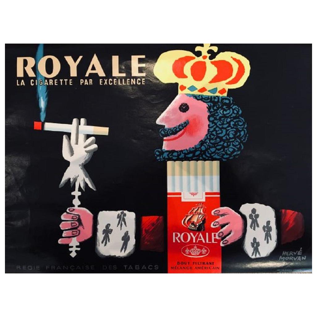 Royale "La Cigarette par Excellence" Hervé Morvan Cartel Vintage Original