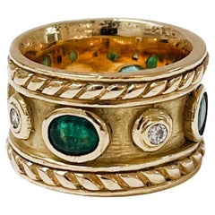 Royalty Band Ring in Emerald, Diamond and 14k Yellow Gold