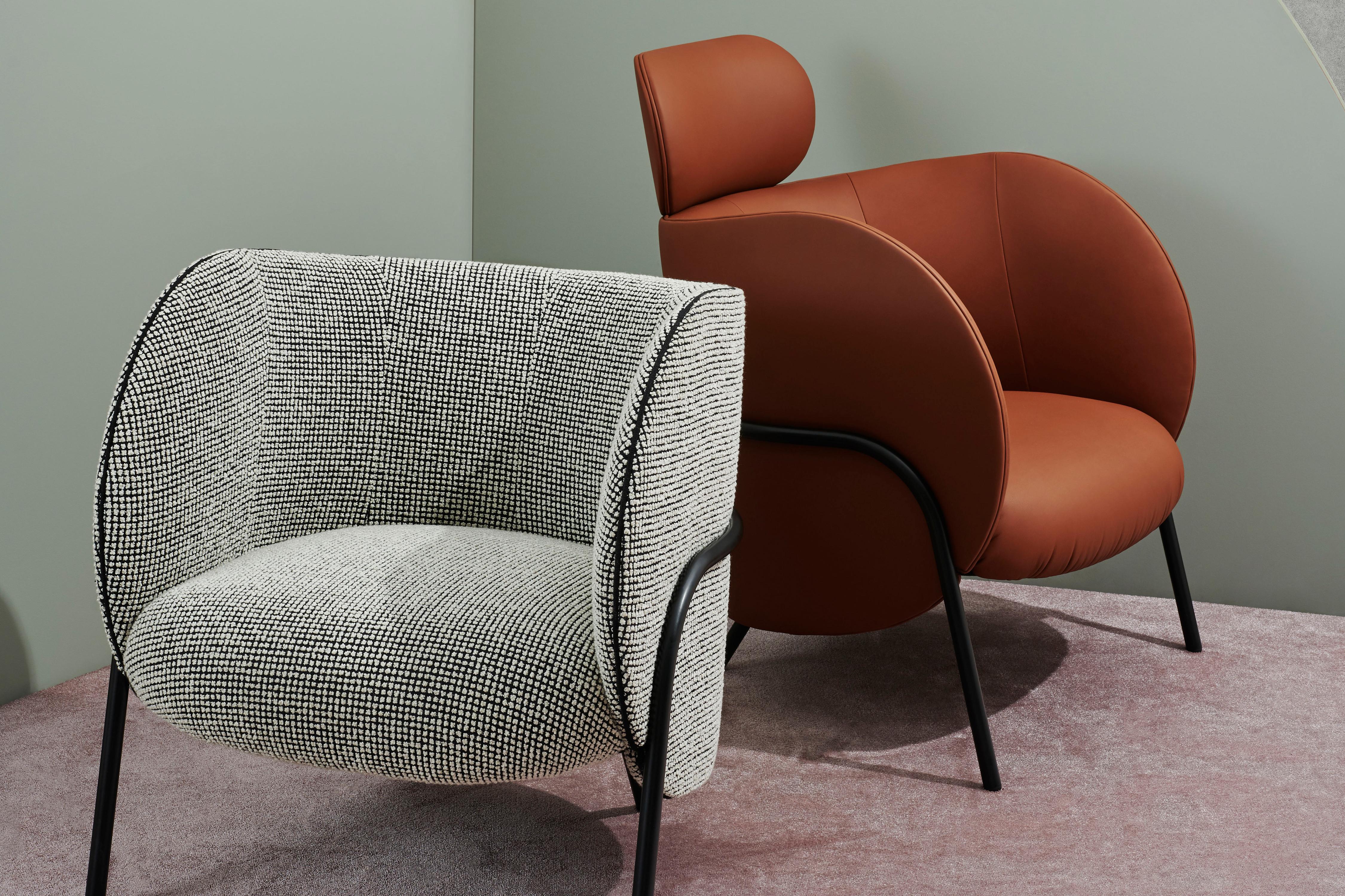 Steel SP01 Royce Armchair in Boucle Wool Fabric, Made in Italy For Sale