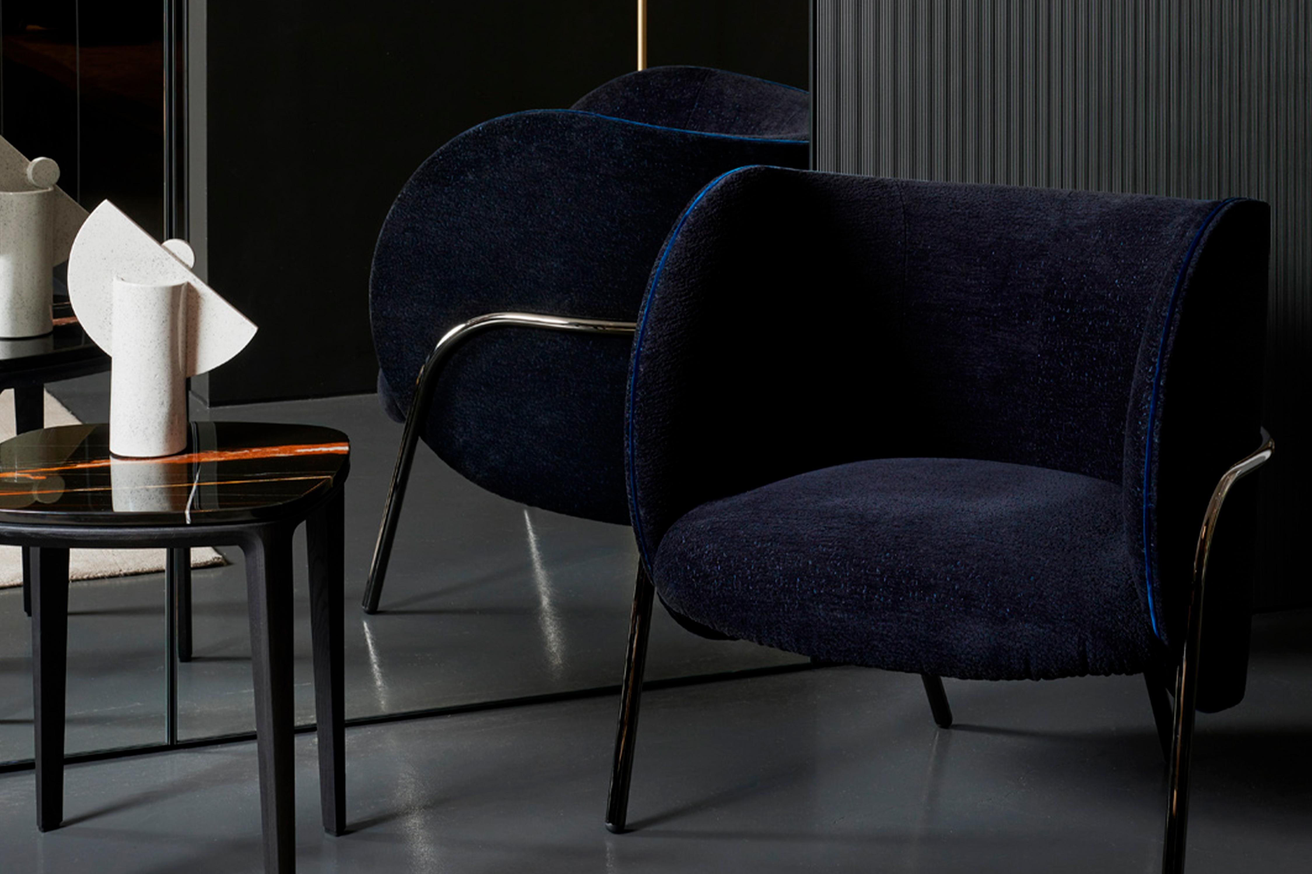 Italian SP01 Royce Armchair in Boucle Wool Fabric, Made in Italy For Sale