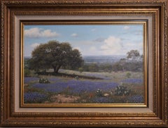 "Texas Spring Pastoral Landscape with Bluebonnets" Nature Painting Wildflowers