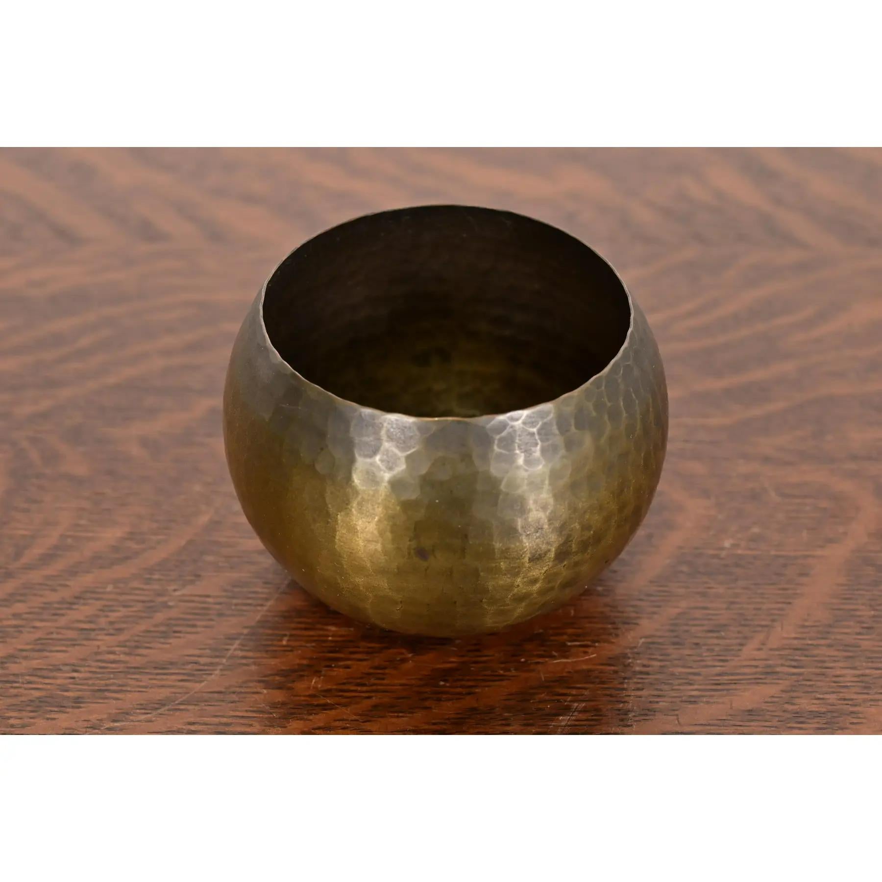 American Roycroft Antique Arts & Crafts Brass Over Hammered Copper Small Bowl or Vase For Sale