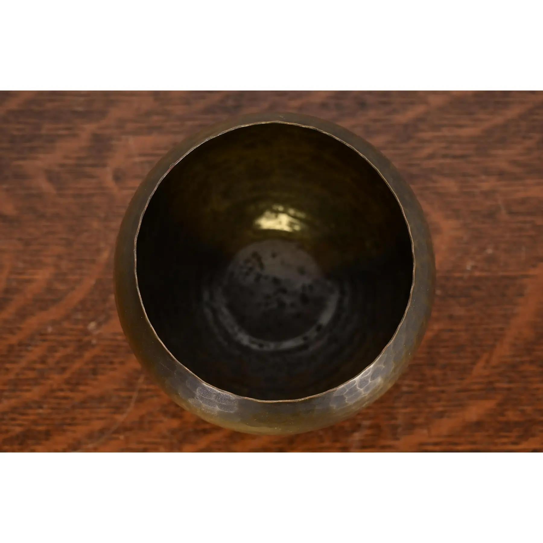 Roycroft Antique Arts & Crafts Brass Over Hammered Copper Small Bowl or Vase In Good Condition For Sale In South Bend, IN