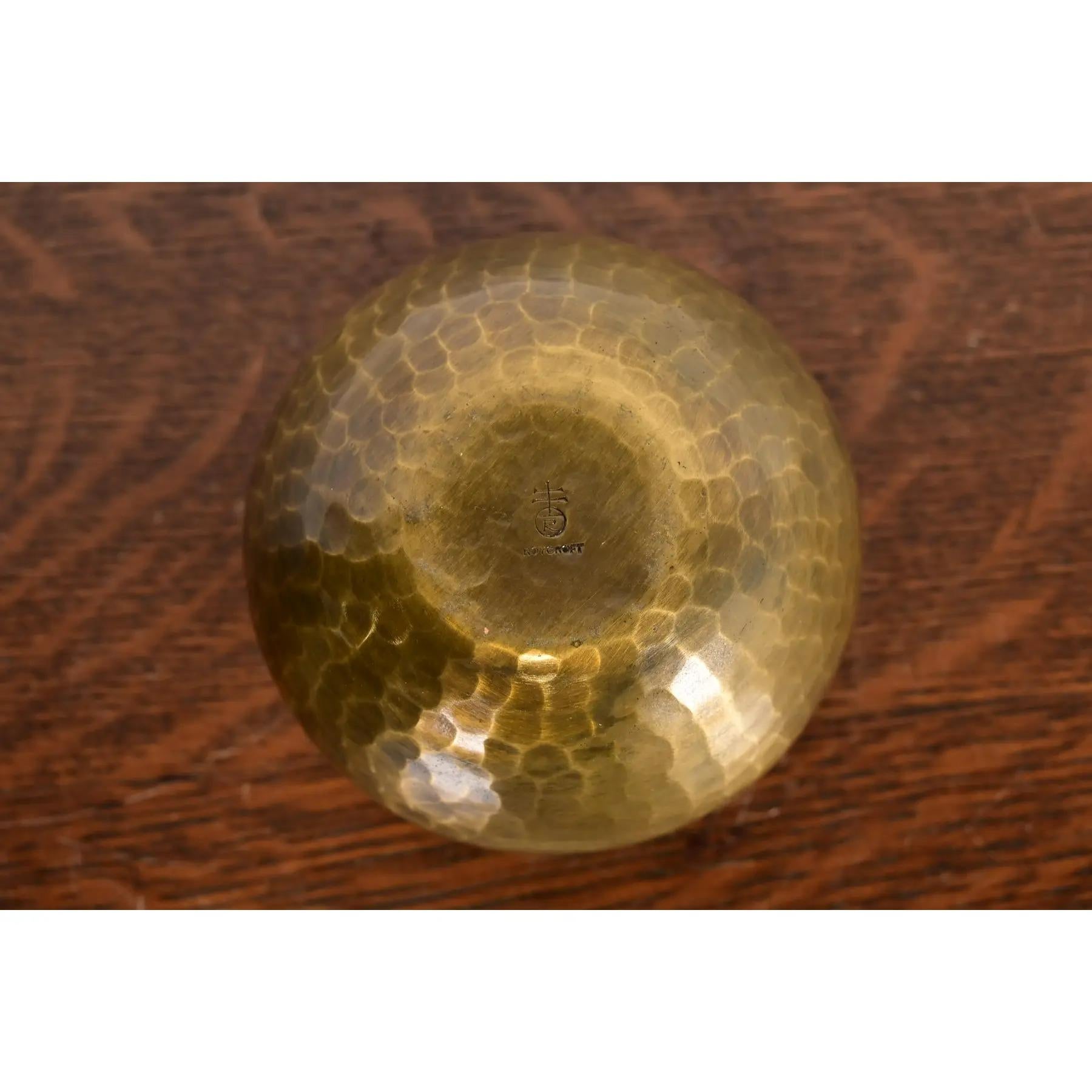 Early 20th Century Roycroft Antique Arts & Crafts Brass Over Hammered Copper Small Bowl or Vase For Sale