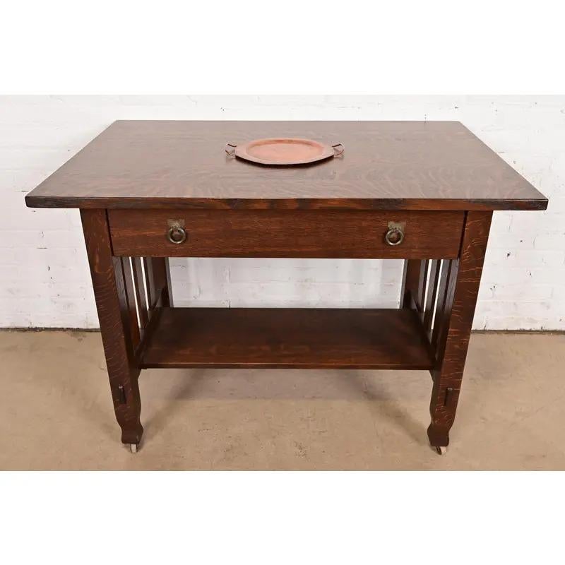 Roycroft Antik Arts & Crafts gehämmert Kupfer Griff Tablett, 1920er Jahre im Angebot 7