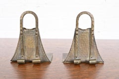 Roycroft Arts & Crafts Brass Finished Hammered Copper Bookends