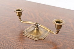 Candelabro de cobre martillado Roycroft Arts & Crafts acabado en latón