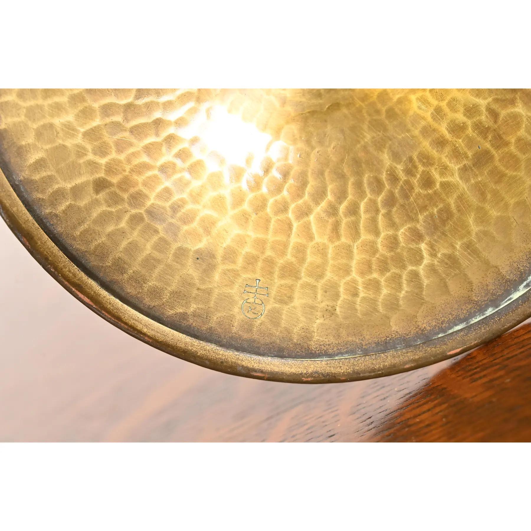 Roycroft Arts & Crafts Brass Finished Hammered Copper Candelabras, Pair For Sale 6