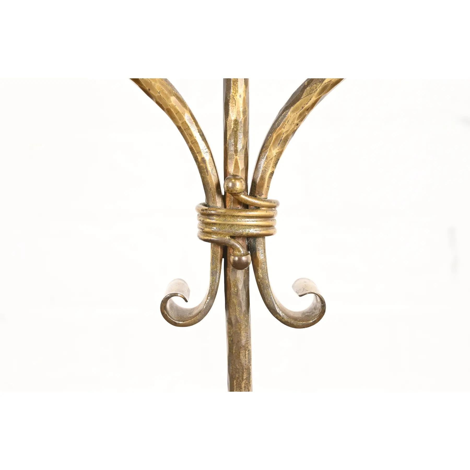 Roycroft Arts & Crafts Brass Finished Hammered Copper Candelabras, Pair For Sale 2