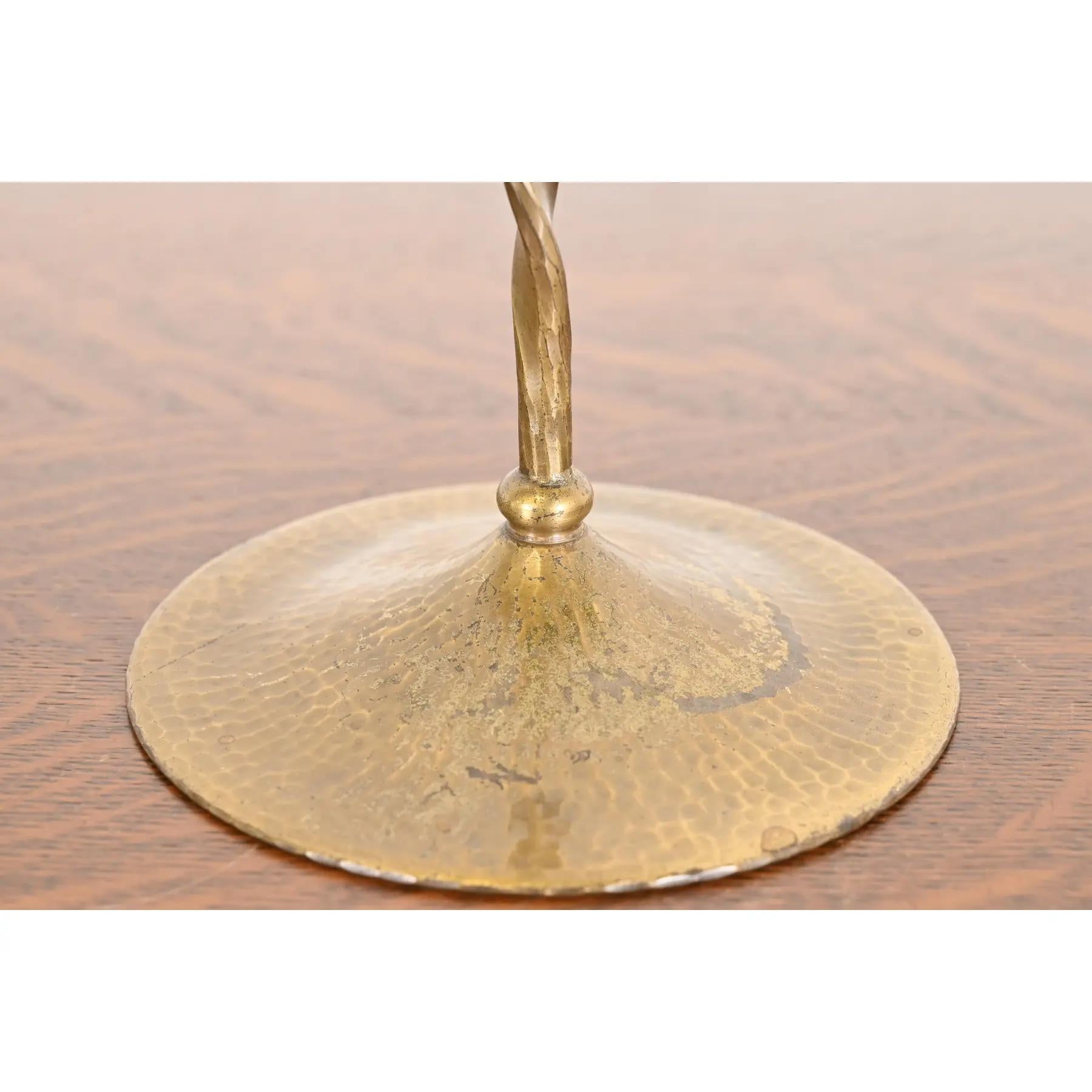 Roycroft Arts & Crafts Brass Finished Hammered Copper Candelabras, Pair For Sale 3