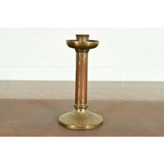 Roycroft Arts & Crafts Brass Finished Hammered Copper Candlestick