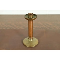 Roycroft Arts & Crafts Brass Finished Hammered Copper Candlestick
