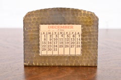 Roycroft Arts & Crafts Brass Finished Hammered Copper Desk Calendar Frame