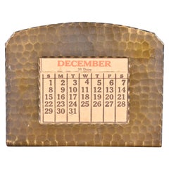 Roycroft Arts & Crafts Brass Finished Hammered Copper Desk Calendar Frame