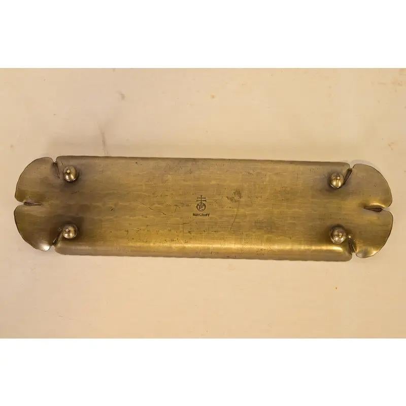 Roycroft Arts & Crafts Messing fertig gehämmert Kupfer Stift Tablett, 1920er Jahre im Angebot 3