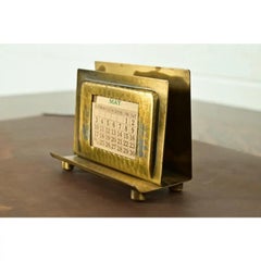 Roycroft Arts & Crafts Brass Hammered Copper Letter Rack With Calendar Frame