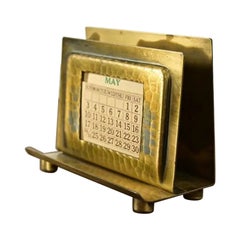 Roycroft Arts & Crafts Brass Hammered Copper Letter Rack With Calendar Frame