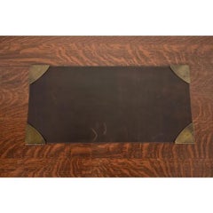 Roycroft Arts & Crafts Copper Blotter Corners With Leather Desk Blotter