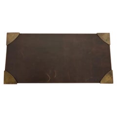 Roycroft Arts & Crafts Copper Blotter Corners With Leather Desk Blotter