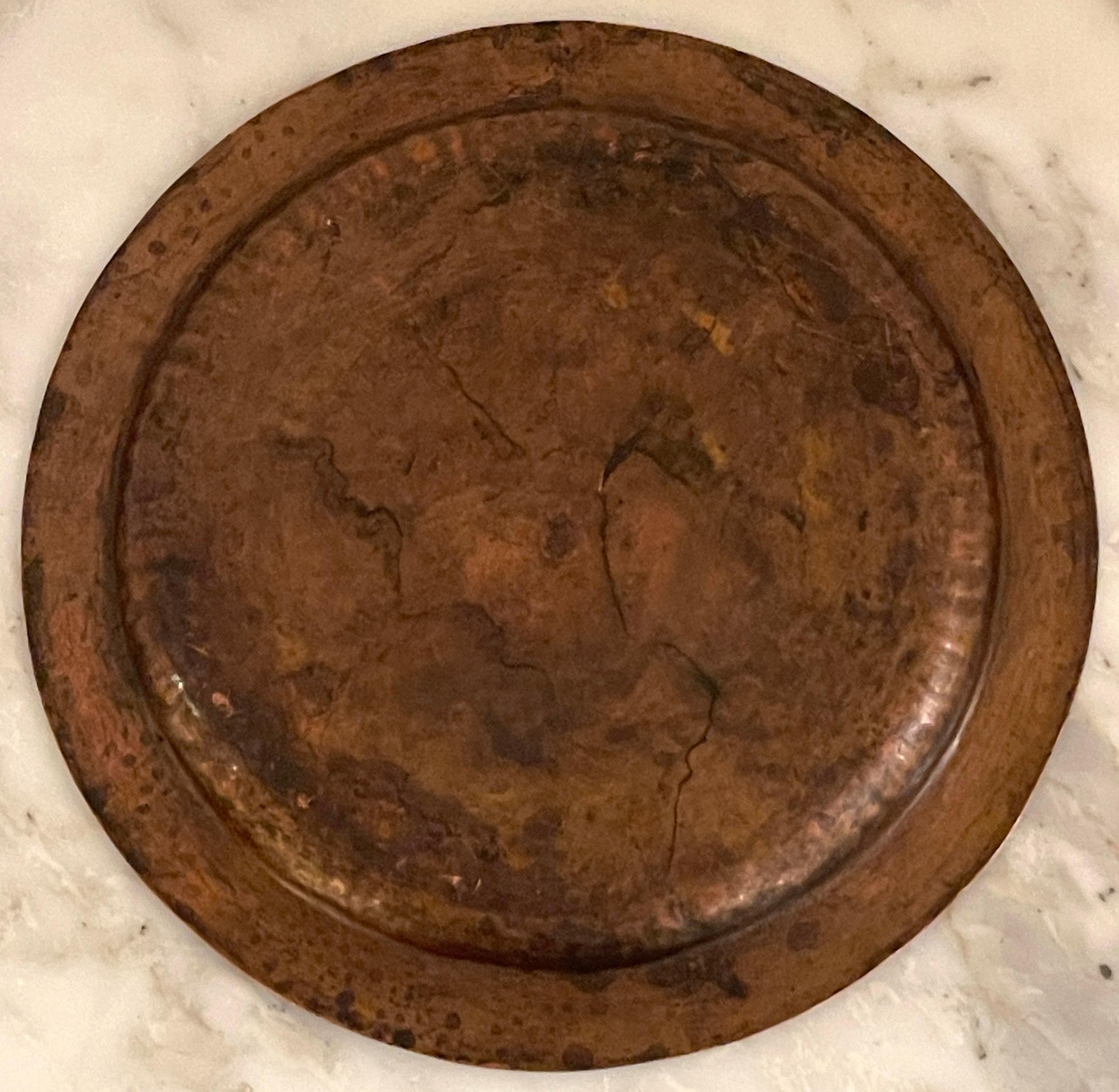 Arts and Crafts Roycroft Arts & Crafts Copper Round Salver/Tray, Roycroft Inn at East Aurora NY For Sale