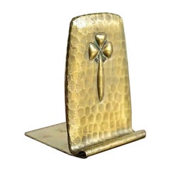 Roycroft Arts & Crafts Hammered Brass Over Copper Bookend, Circa 1920s