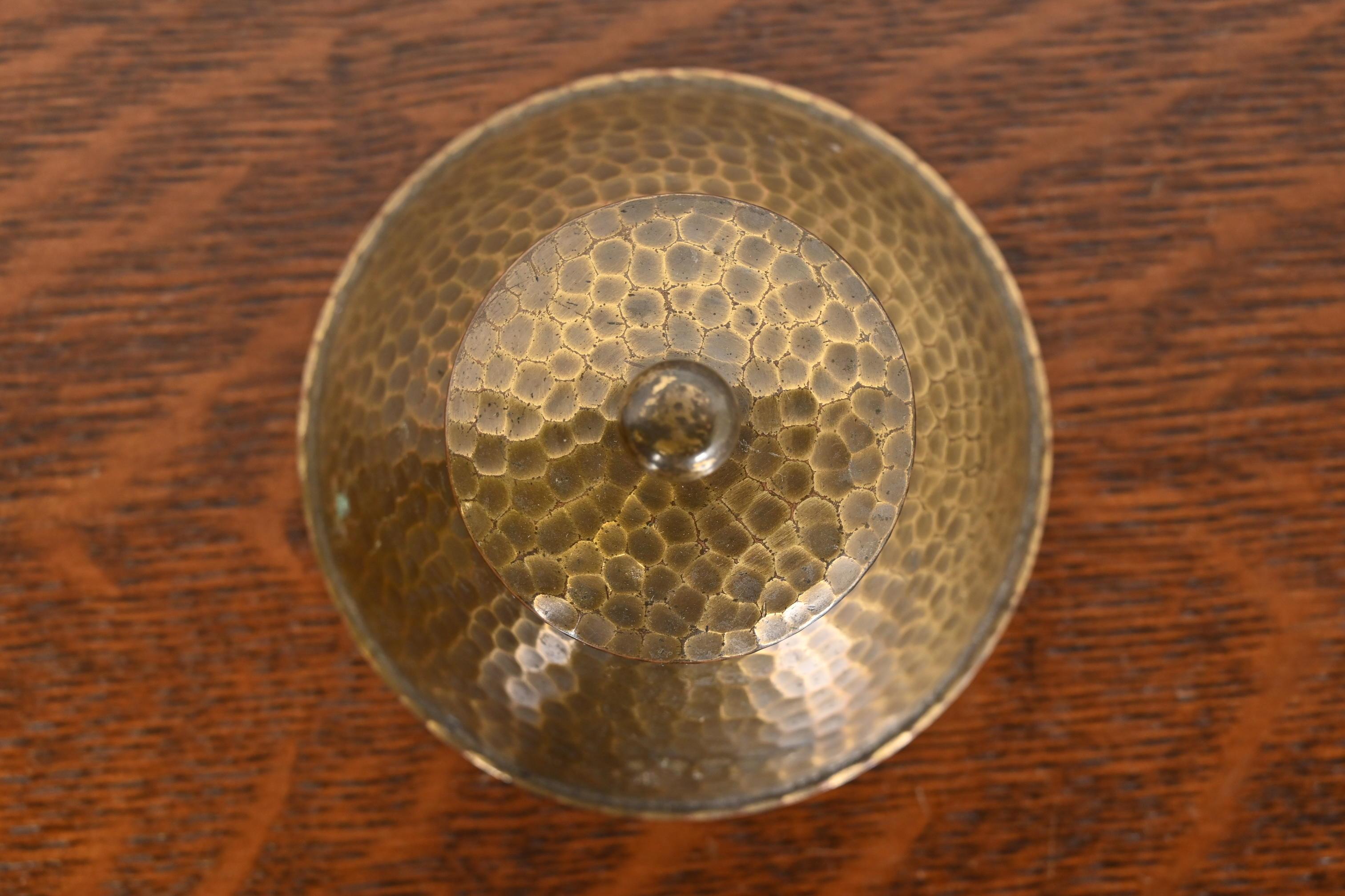 20th Century Roycroft Arts & Crafts Hammered Brass Over Copper Inkwell For Sale