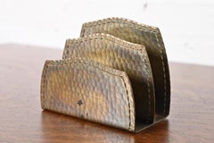 Roycroft Arts & Crafts Hammered Brass Over Copper Letter Rack