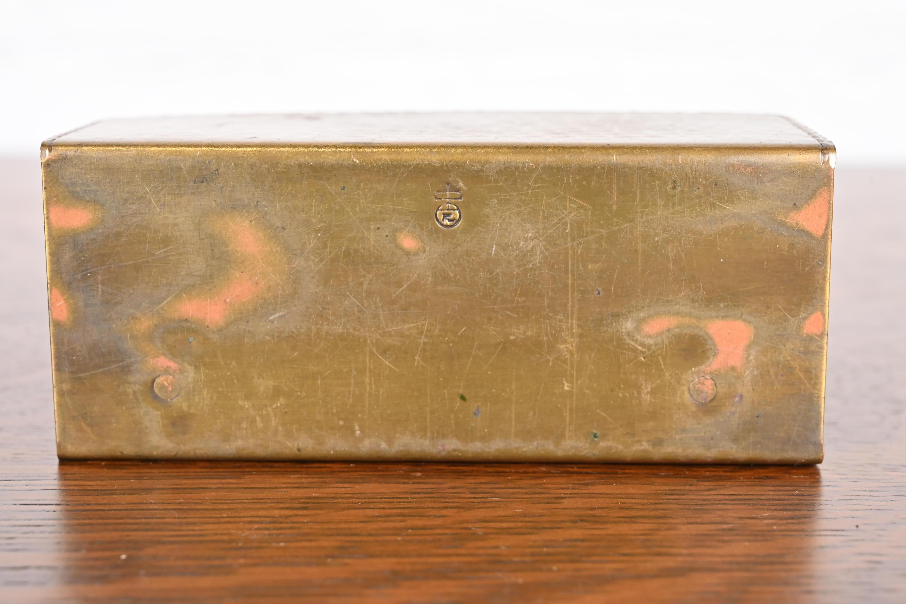 Roycroft Arts & Crafts Hammered Brass Over Copper Letter Rack For Sale 3